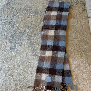 Coach women's  Plaid Scarf in Brown, Blue, and Cream wool alpaca bnwt